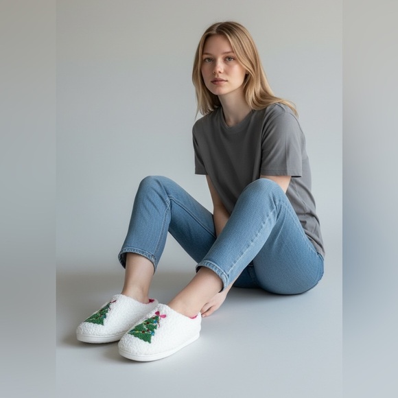 Simply Noelle Sole Envy Slippers Christmas Themed, rubber soles. New W 9/10 - Picture 5 of 5